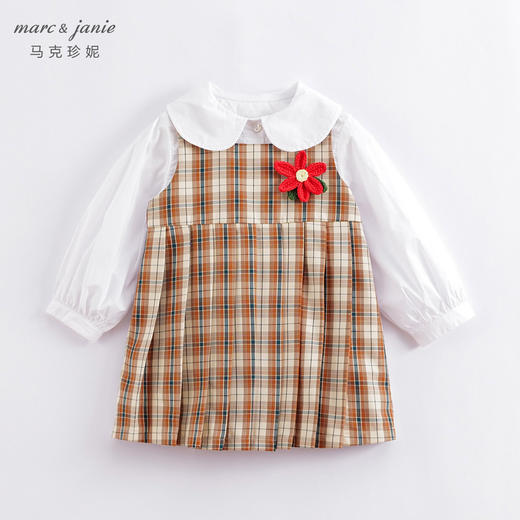 【打折】马克珍妮春装新款 女童学院风方领百褶连衣裙230163 商品图1