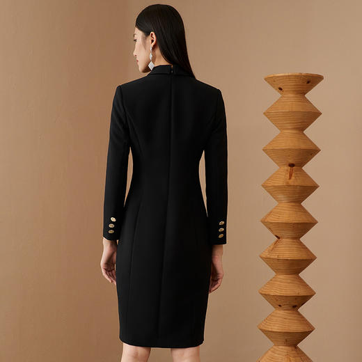 EITIE爱特爱冬季新款气质通勤西装领修身连衣裙时尚干练显瘦C2207044 商品图3