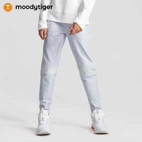 【特价】moodytiger儿童裤子2023春新款个性拼接质感百搭运动长裤休闲裤 M31111302
