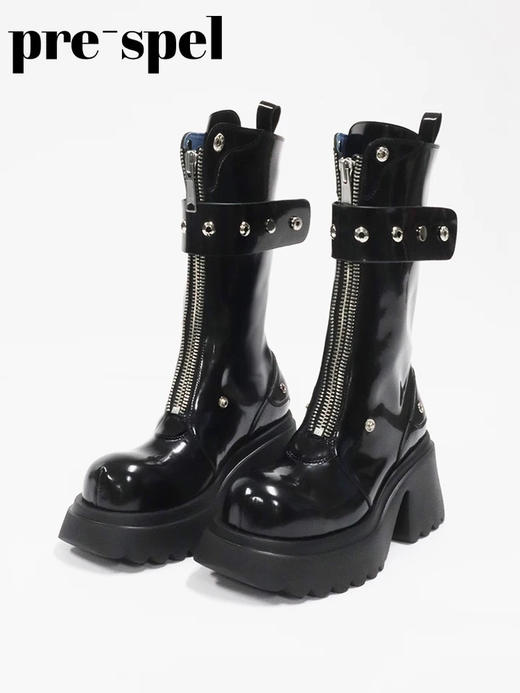 撞色翻领厚底马丁靴 商品图0