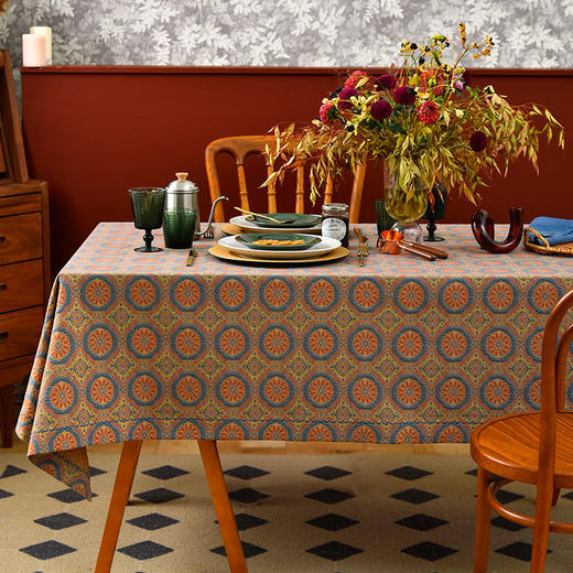 罗马圆环系列方形桌布轻奢高级感纯棉桌布 商品图0