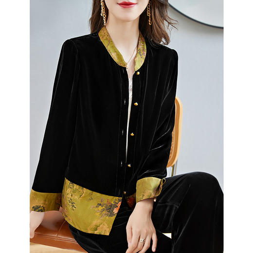 SM 62299191丝绒外套女贵夫人气质真丝上衣 商品图2