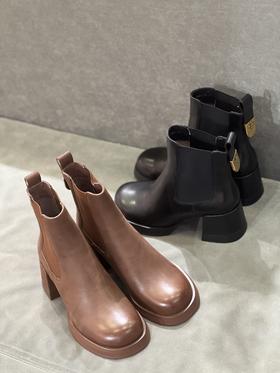 IUIU SECOND 2022新款法式圆头厚底切尔西靴U22DS44651