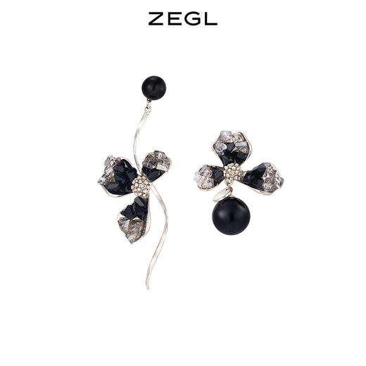 ZEGL复古赫本风花朵耳环女小众设计感高级耳钉气质不对称秋冬耳饰 商品图4