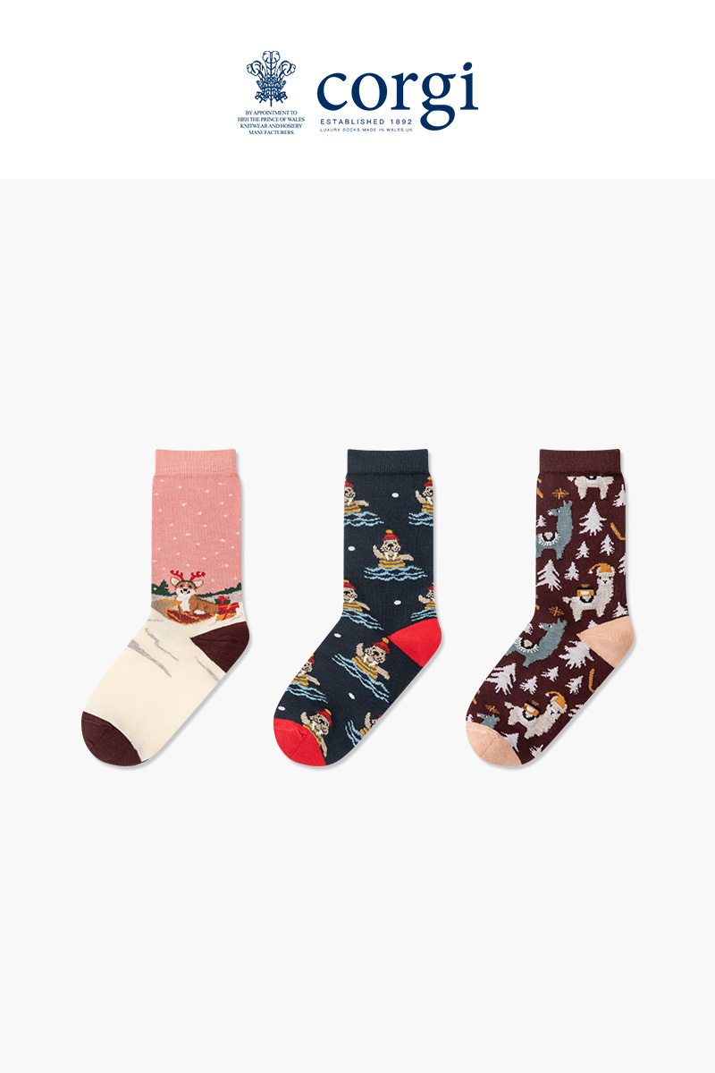 CORGI英国柯基儿童款梦幻动物园系列秋冬中筒袜