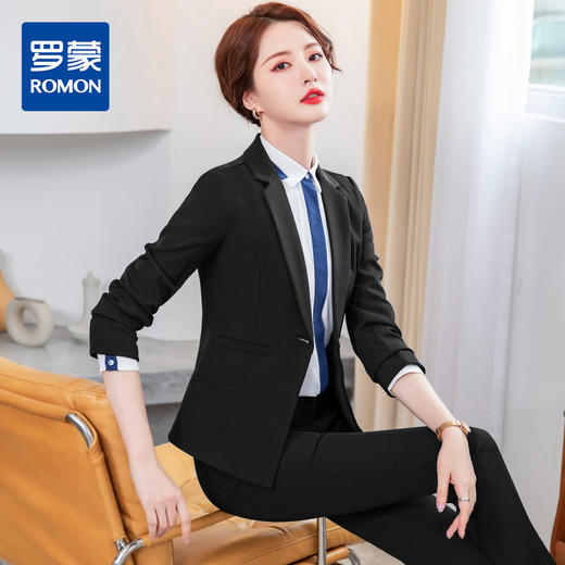 罗蒙女士春秋款小西装外套时尚一粒扣修身显瘦通勤休闲OL单西服上衣 商品图1