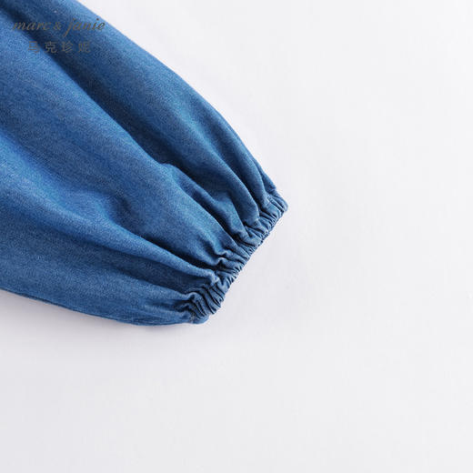 马克珍妮春装新款 女童田园风花边立领牛仔连衣裙230158 商品图3