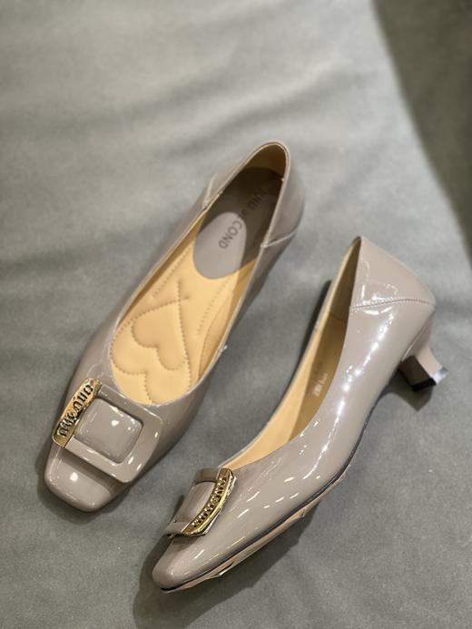 IUIU SECOND 2023新款亮面小方头饰扣浅口通勤单鞋U23AE12361 商品图2