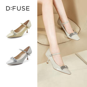 D:FUSE/迪芙斯秋季新款小方头玛丽珍高跟蝴蝶结跟鞋DF31111009