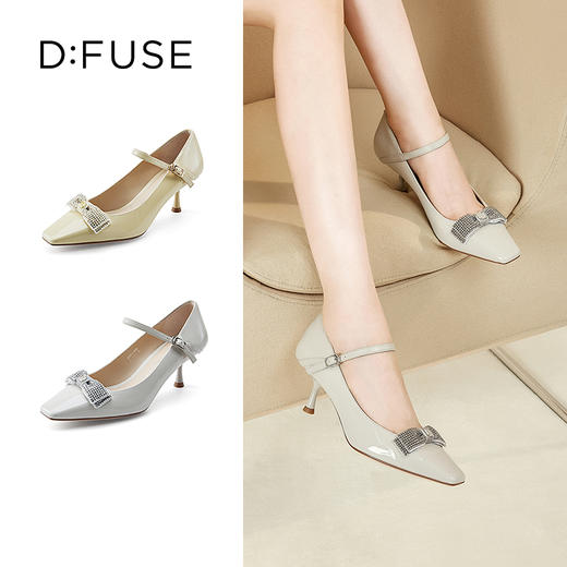 D:FUSE/迪芙斯秋季新款小方头玛丽珍高跟蝴蝶结跟鞋DF31111009 商品图0