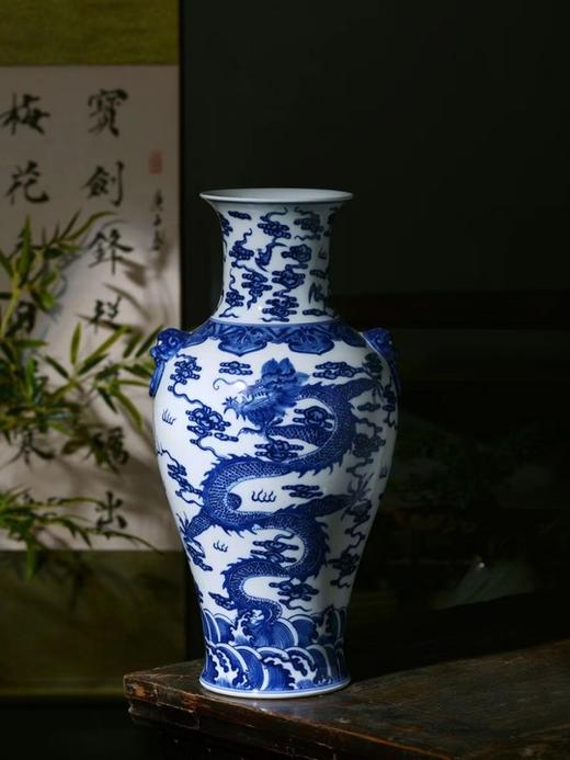 柴窑双龙戏珠观音瓶 商品图0