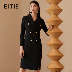 EITIE爱特爱冬季新款气质通勤西装领修身连衣裙时尚干练显瘦C2207044