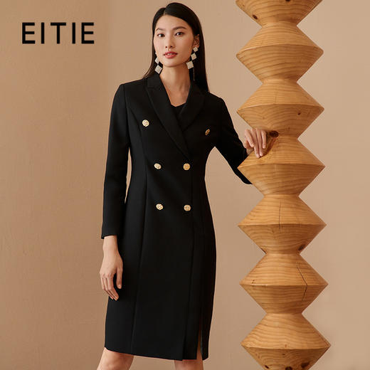 EITIE爱特爱冬季新款气质通勤西装领修身连衣裙时尚干练显瘦C2207044 商品图0