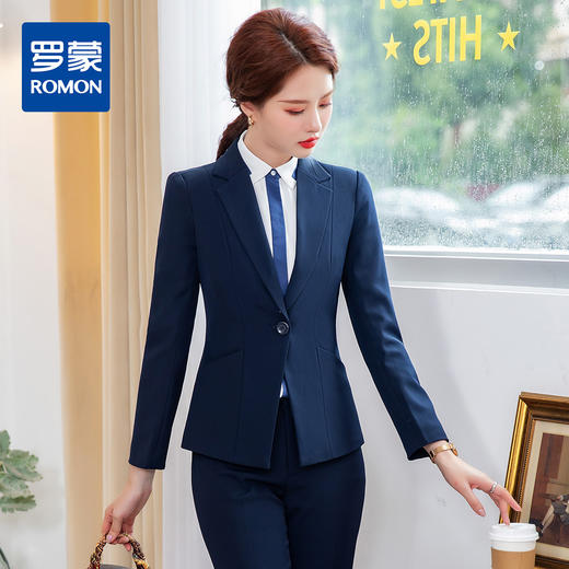罗蒙春秋装女式小西装外套修身显瘦一粒扣商务通勤OL单西服上衣外套 商品图0