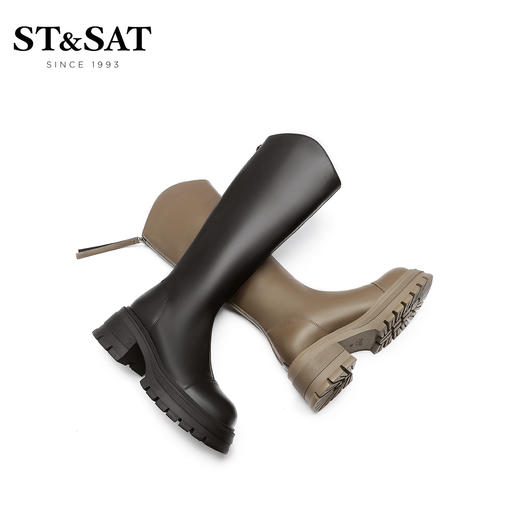 星期六圆头V扣后拉链长靴SS24119027 商品图1