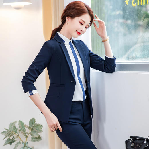 罗蒙女士春秋款小西装外套时尚一粒扣修身显瘦通勤休闲OL单西服上衣 商品图2