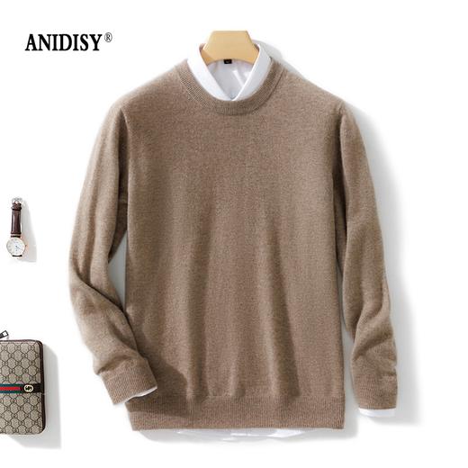 男士羊绒一线成衣圆领长袖纯色山羊绒针织套头毛衣 商品图2