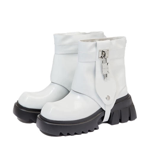 锁扣裤管厚底短靴 商品图0