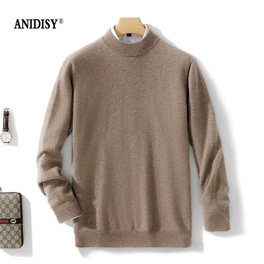 男士羊绒一线成衣半高领长袖纯色山羊绒针织套头毛衣 商品图0