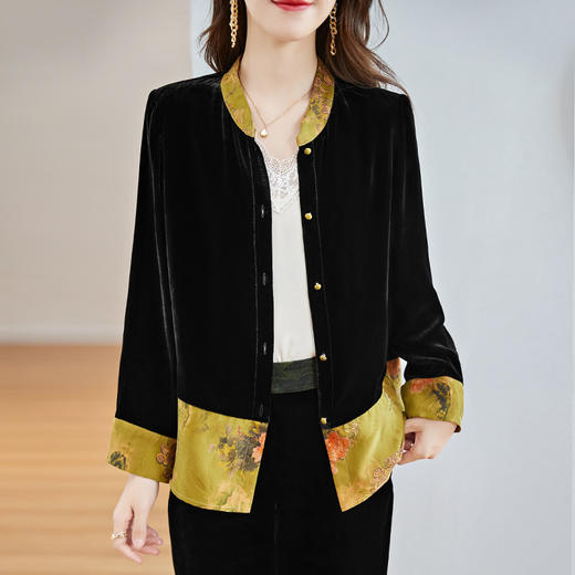 SM 62299191丝绒外套女贵夫人气质真丝上衣 商品图1