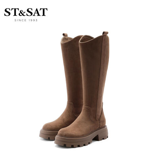 星期六圆头反绒V口绒里长靴SS24119223 商品图0