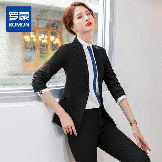 罗蒙春秋装女式小西装外套修身显瘦一粒扣商务通勤OL单西服上衣外套 商品图1