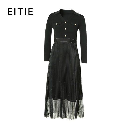 EITIE爱特爱春季新品高腰修身优雅蕾丝拼接连衣裙7307001 商品图6