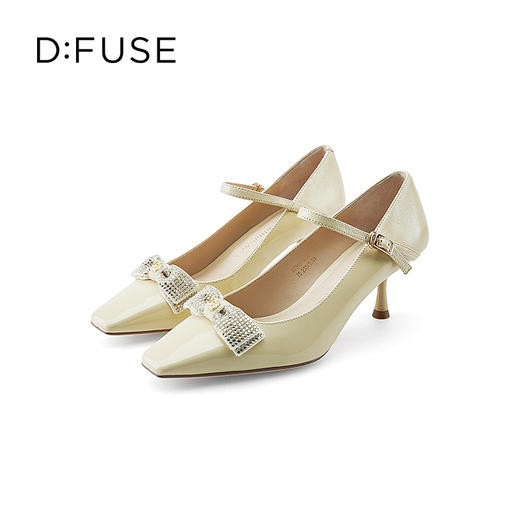 D:FUSE/迪芙斯秋季新款小方头玛丽珍高跟蝴蝶结跟鞋DF31111009 商品图3