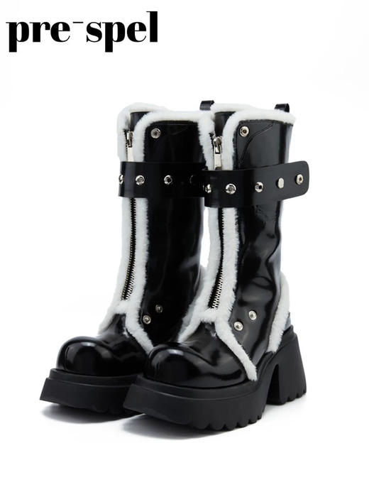 撞色翻领厚底雪地靴 商品图0