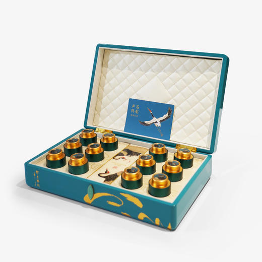 声明鹤起（松石蓝礼盒）｜宫廷普洱25克x12罐 300克 商品图0