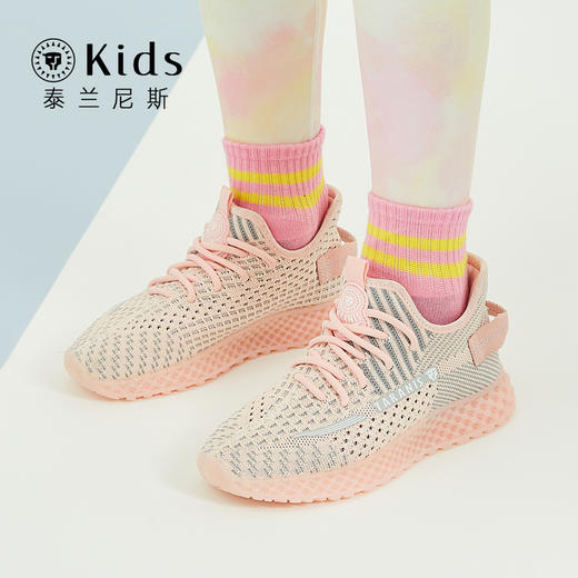 泰兰尼斯kids中大童椰子鞋童鞋透气运动鞋新款软底跑步鞋女童鞋子 T01D3A2861 商品图3