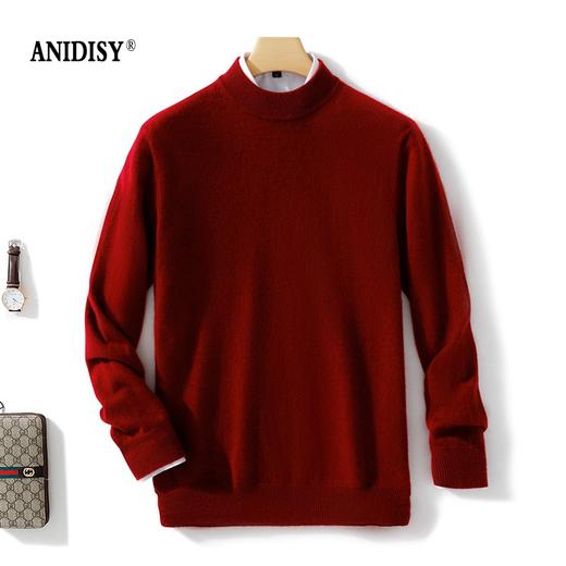 男士羊绒一线成衣半高领长袖纯色山羊绒针织套头毛衣 商品图2