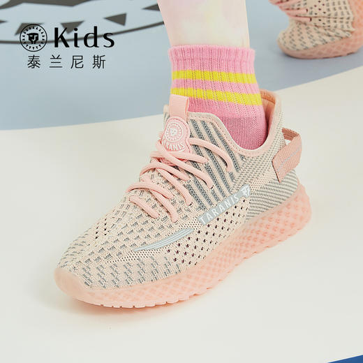 泰兰尼斯kids中大童椰子鞋童鞋透气运动鞋新款软底跑步鞋女童鞋子 T01D3A2861 商品图2