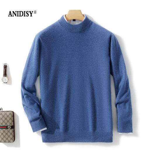 男士羊绒一线成衣半高领长袖纯色山羊绒针织套头毛衣 商品图3