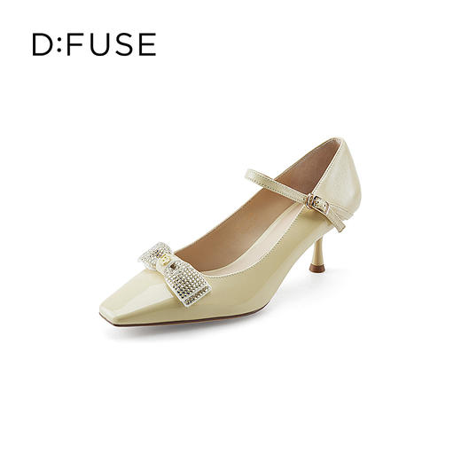 D:FUSE/迪芙斯秋季新款小方头玛丽珍高跟蝴蝶结跟鞋DF31111009 商品图1