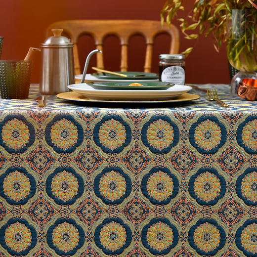 罗马圆环系列方形桌布轻奢高级感纯棉桌布 商品图3