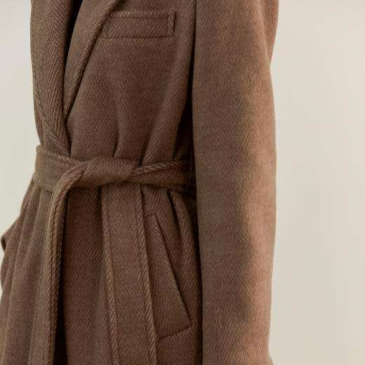 复古双面呢浴袍大衣女长款秋冬毛呢外套赫本风加厚羊毛呢子外套 商品图2