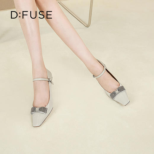 D:FUSE/迪芙斯秋季新款小方头玛丽珍高跟蝴蝶结跟鞋DF31111009 商品图12