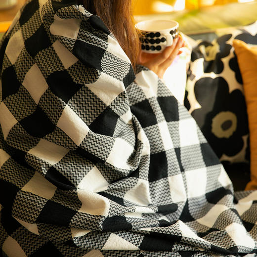 经典黑白格纹盖毯冬季沙发床上用毯子 商品图2