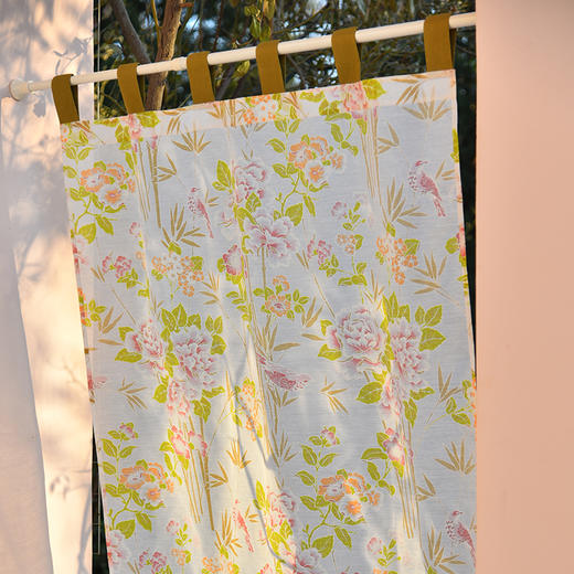 牡丹与鸟语纯棉门帘厨房卧室挡风隔断 商品图3