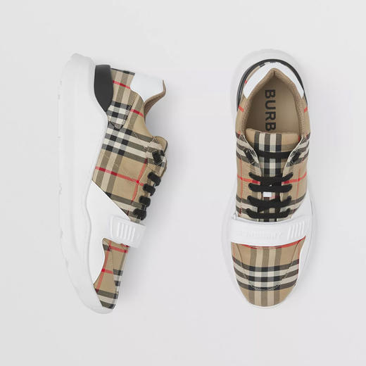 BURBERRY 巴宝莉 男士 Vintage 格纹、麂皮拼皮革休闲运动鞋 格子 8048577 A7028 商品图2