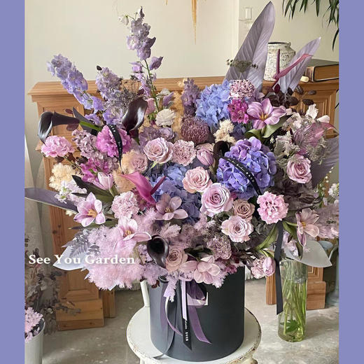 人间富贵花（紫色系抱抱桶） 商品图0