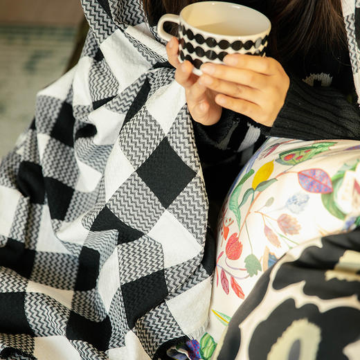 经典黑白格纹盖毯冬季沙发床上用毯子 商品图3