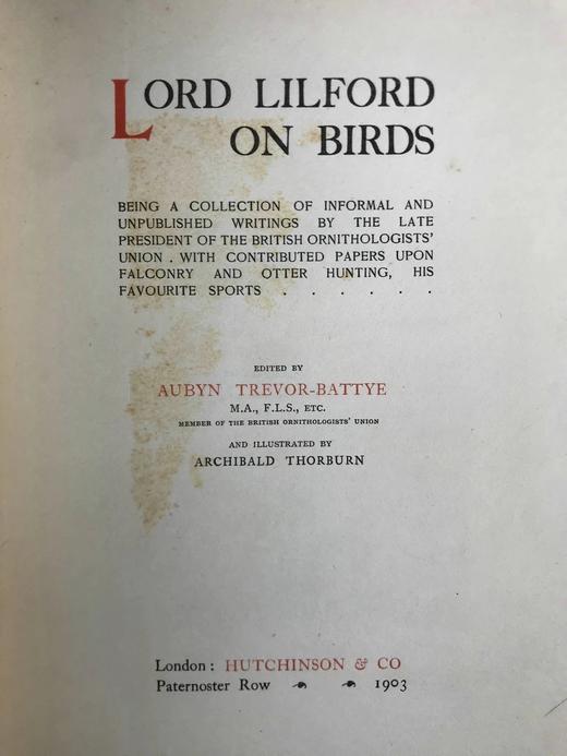 含藏书票！1903年 利尔福勋爵谈鸟类 13幅插图 漆布精装16开 商品图4