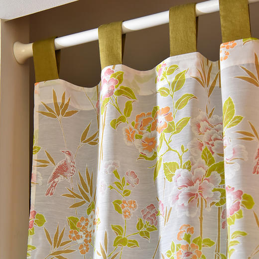 牡丹与鸟语纯棉门帘厨房卧室挡风隔断 商品图1