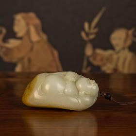 仵海洲和田玉籽料雕弥勒佛把件