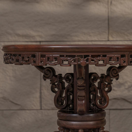 清 红木镶云石透雕龙纹百灵台 商品图1