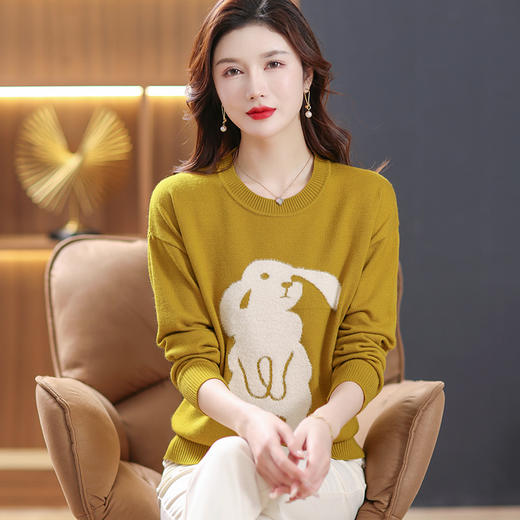 兔年本命年红色时尚毛衣，针织打底衫宽松上衣CC-18185 商品图2