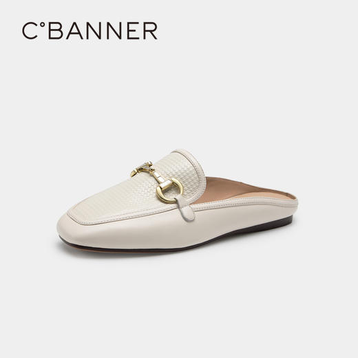 千百度女鞋时尚半凉鞋气质休闲平底羊皮单鞋A23273202 商品图0