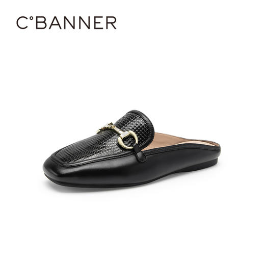 千百度女鞋时尚半凉鞋气质休闲平底羊皮单鞋A23273202 商品图1